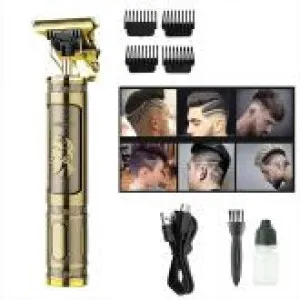 Rechargeable Golden Aluminum Trimmer Sleek and stylish hair clipper for men with stainless steel blades for a precise and effortless grooming experience